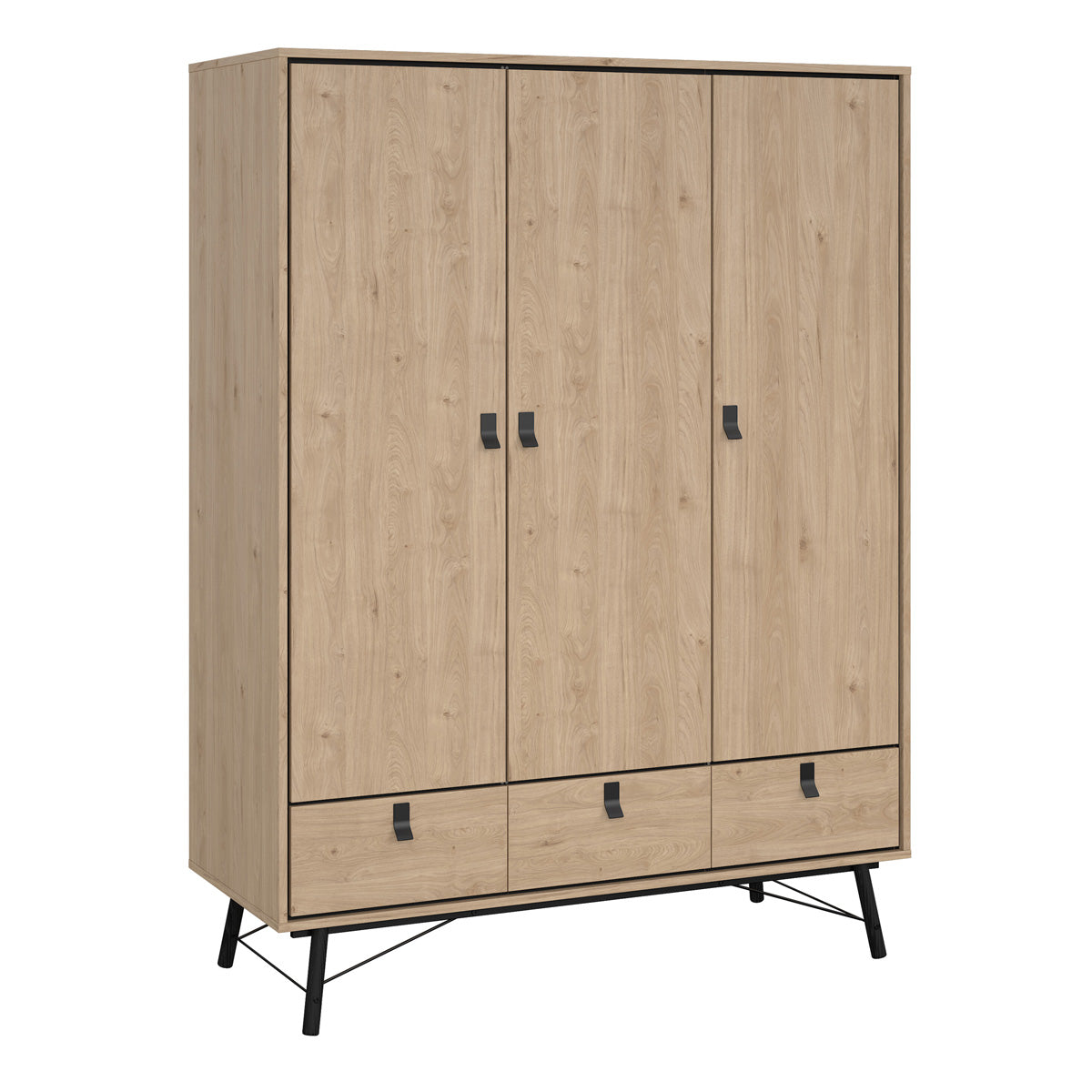 Wooden Wardrobe With 3 Doors And 3 Drawers - Ry