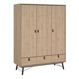 Wooden Wardrobe With 3 Doors And 3 Drawers - Ry