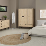 Wooden Wardrobe With 3 Doors And 3 Drawers - Ry
