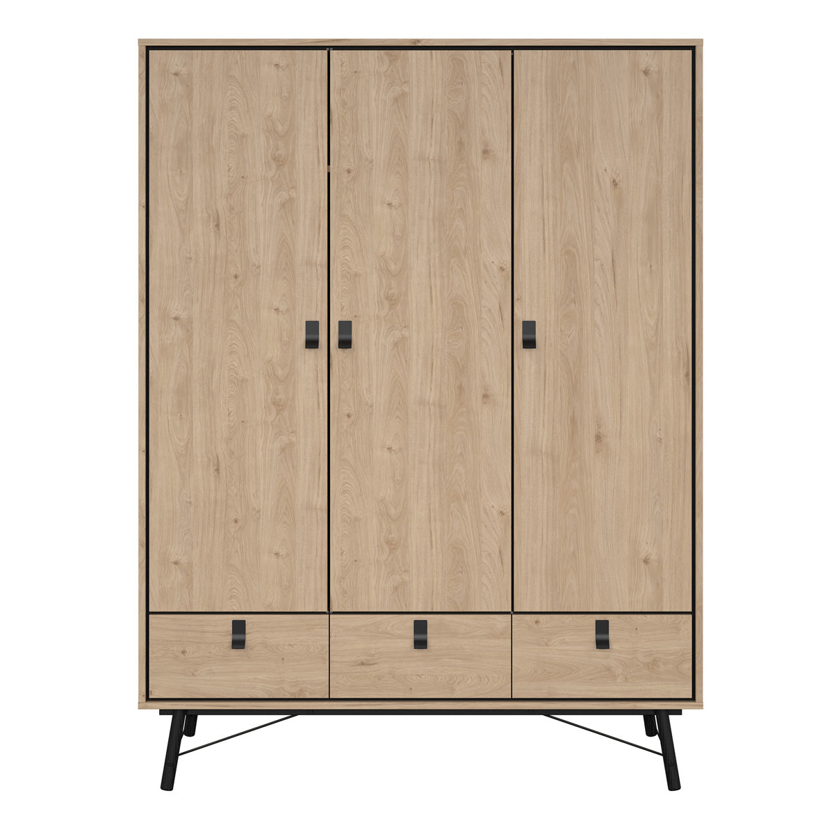 Wooden Wardrobe With 3 Doors And 3 Drawers - Ry