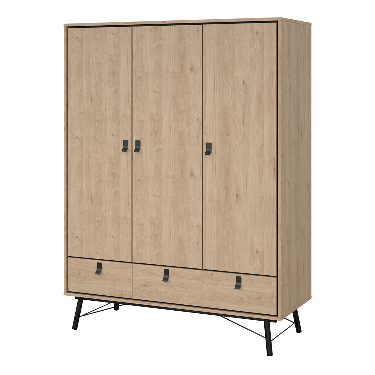 Wooden Wardrobe With 3 Doors And 3 Drawers - Ry
