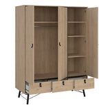 Wooden Wardrobe With 3 Doors And 3 Drawers - Ry