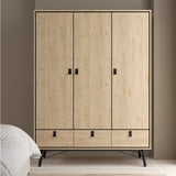 Wooden Wardrobe With 3 Doors And 3 Drawers - Ry