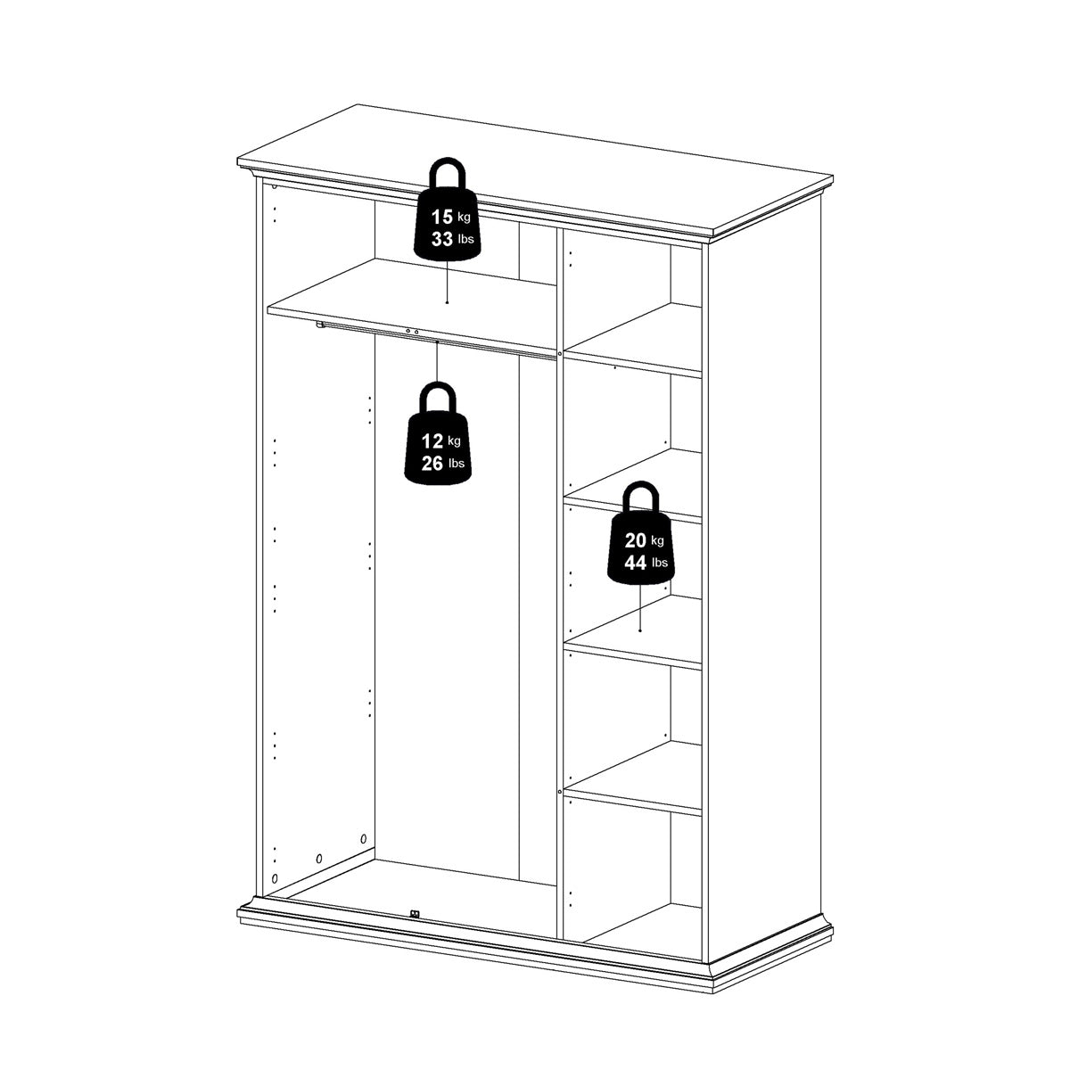 Wooden Wardrobe With 3 Doors - Paris