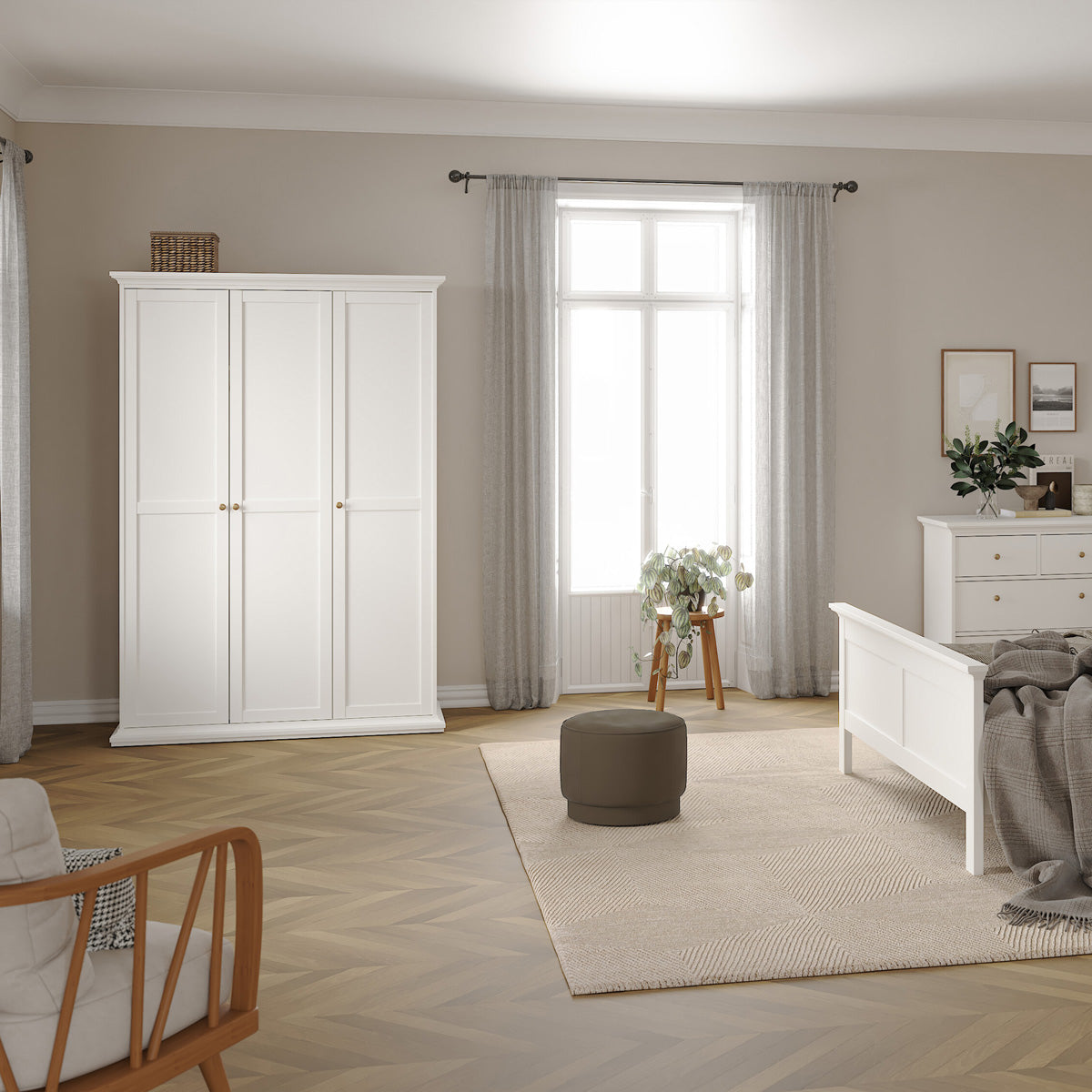 Wooden Wardrobe With 3 Doors - Paris