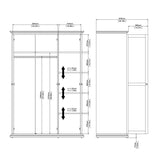Wooden Wardrobe With 3 Doors - Paris