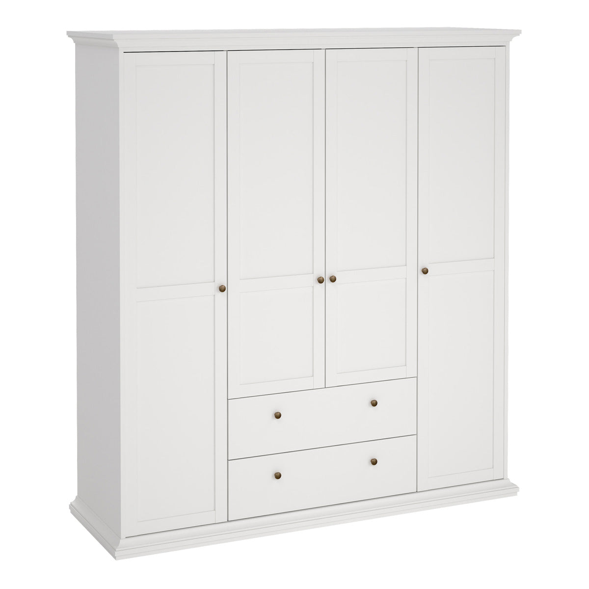 Wooden Wardrobe With 4 Doors And 2 Drawers - Paris