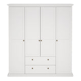 Wooden Wardrobe With 4 Doors And 2 Drawers - Paris
