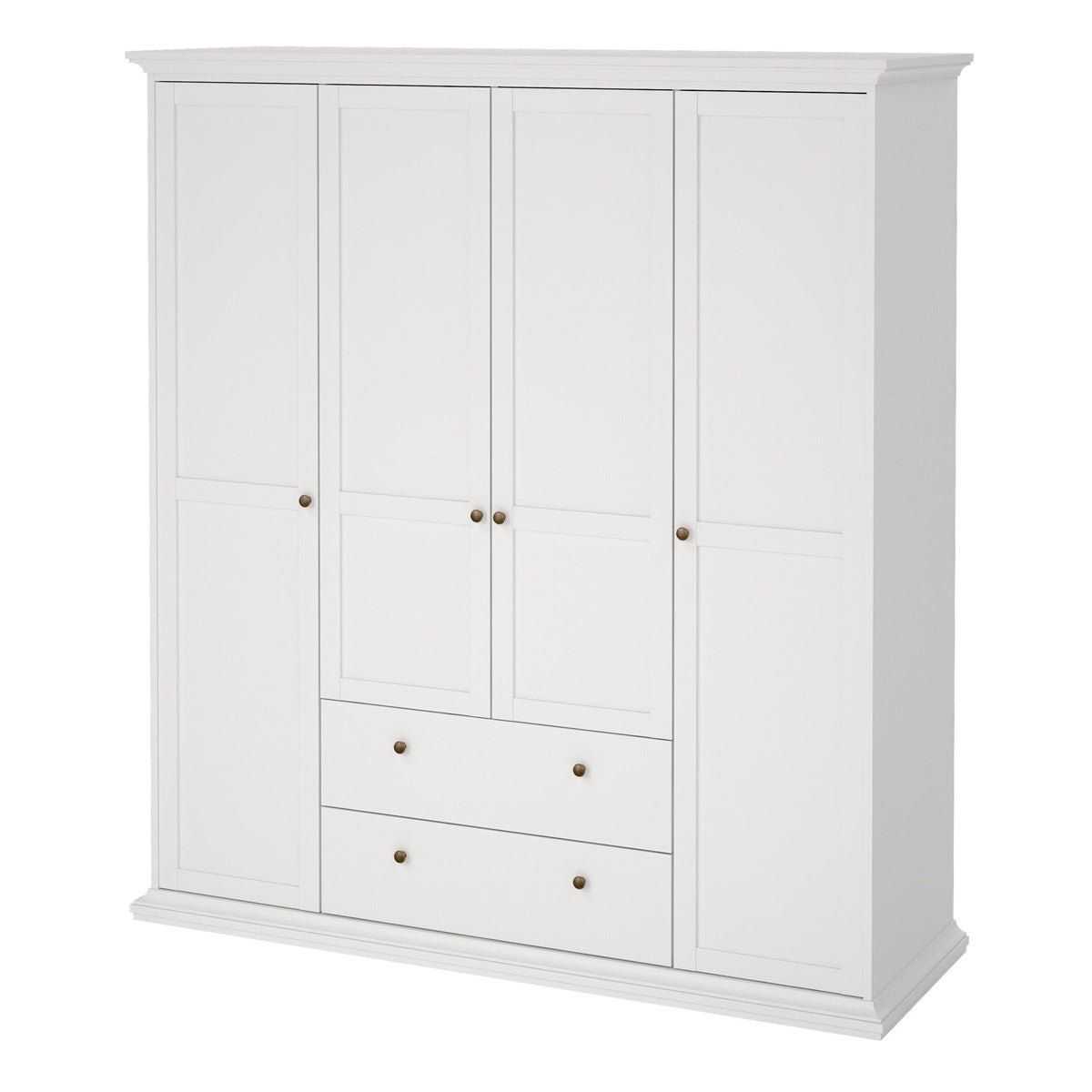 Wooden Wardrobe With 4 Doors And 2 Drawers - Paris