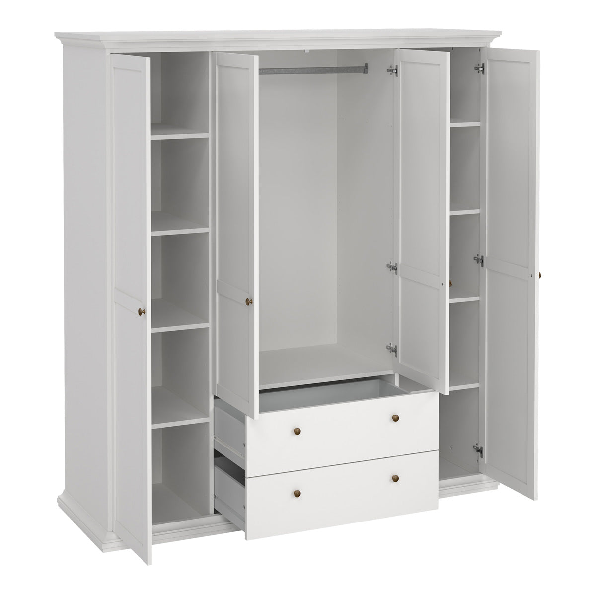 Wooden Wardrobe With 4 Doors And 2 Drawers - Paris