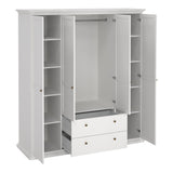Wooden Wardrobe With 4 Doors And 2 Drawers - Paris