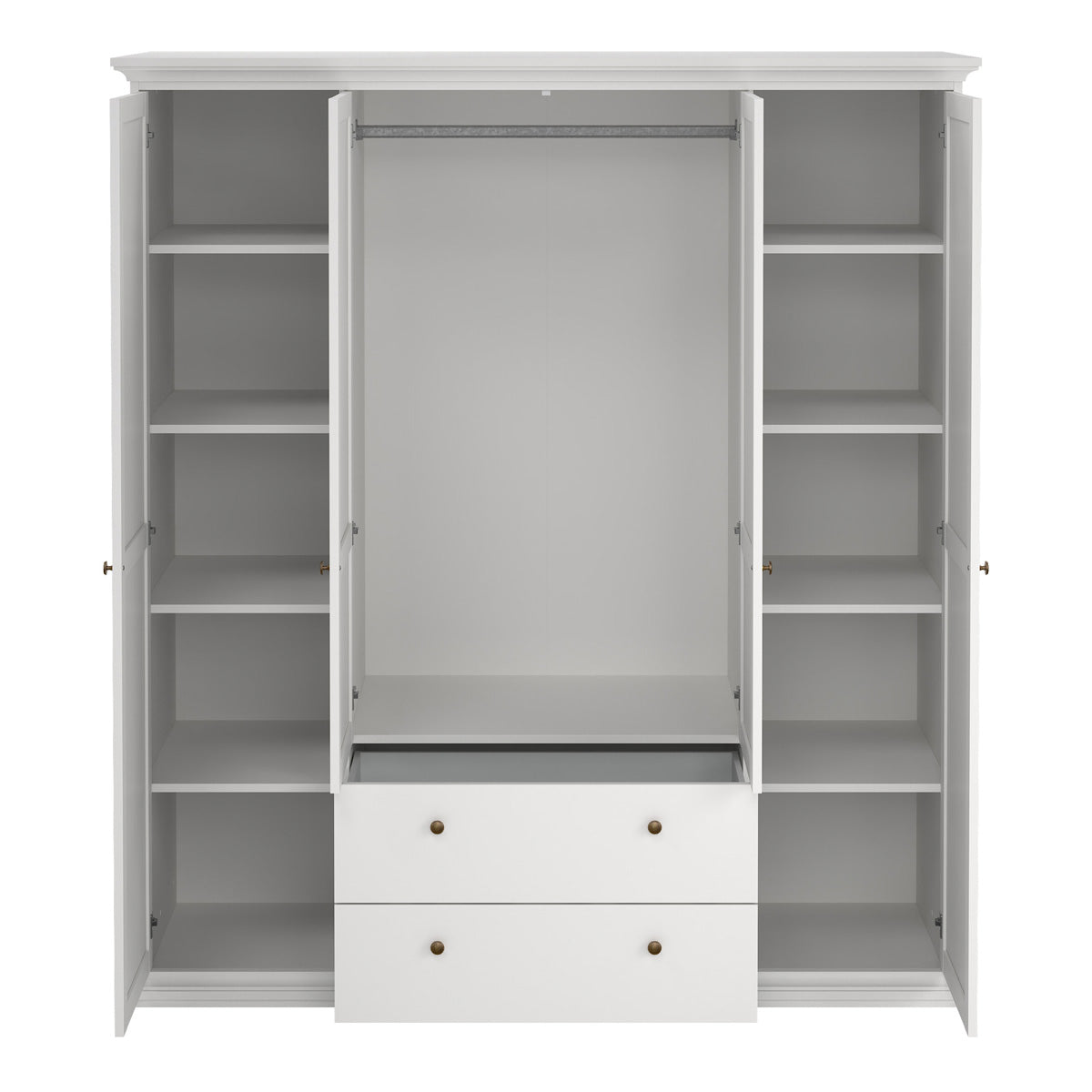 Wooden Wardrobe With 4 Doors And 2 Drawers - Paris