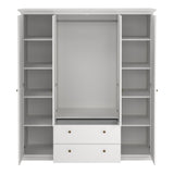 Wooden Wardrobe With 4 Doors And 2 Drawers - Paris