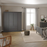 Wooden Wardrobe With 4 Doors And 2 Drawers - Paris