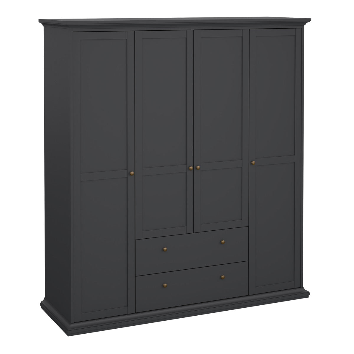Wooden Wardrobe With 4 Doors And 2 Drawers - Paris