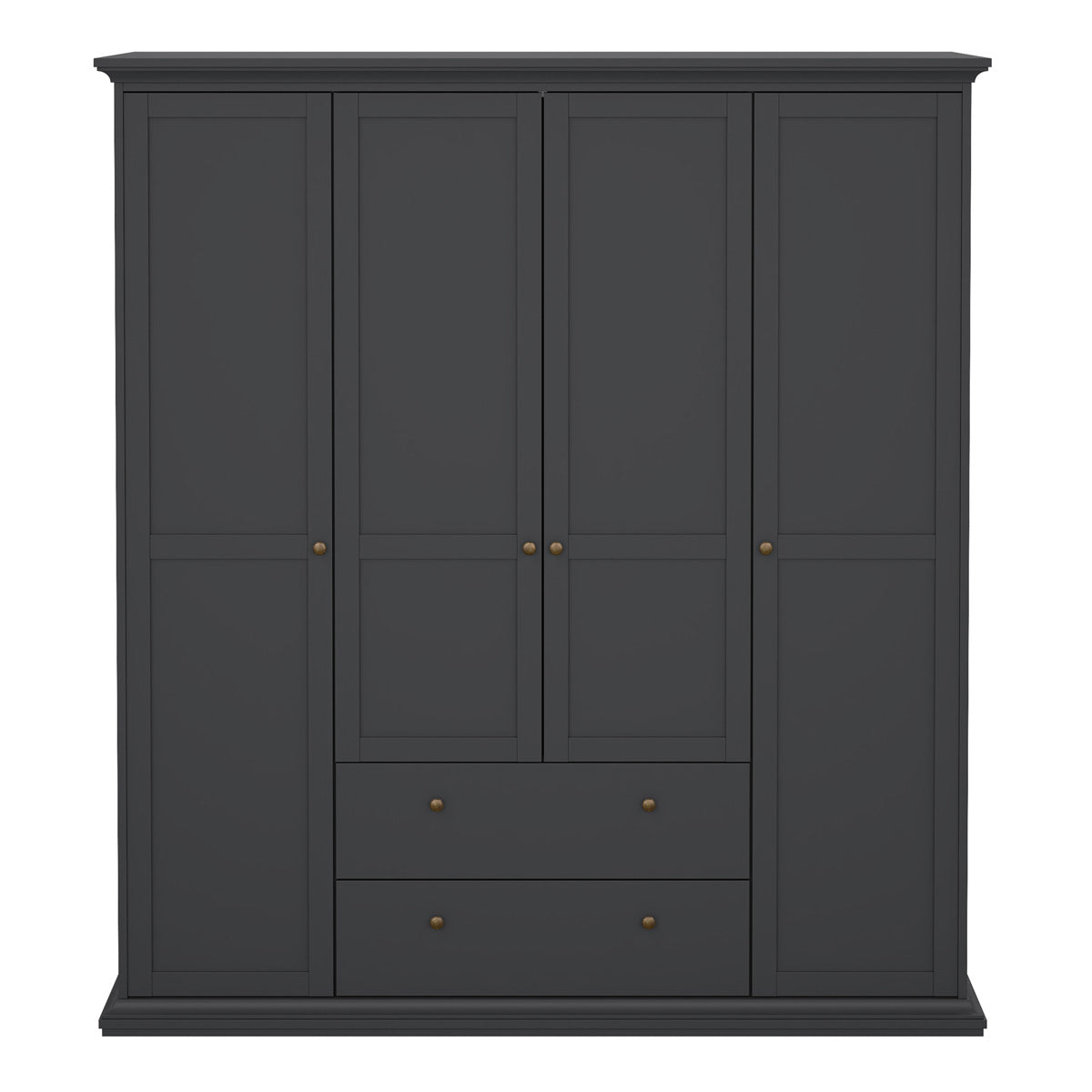Wooden Wardrobe With 4 Doors And 2 Drawers - Paris