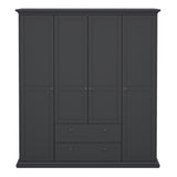 Wooden Wardrobe With 4 Doors And 2 Drawers - Paris