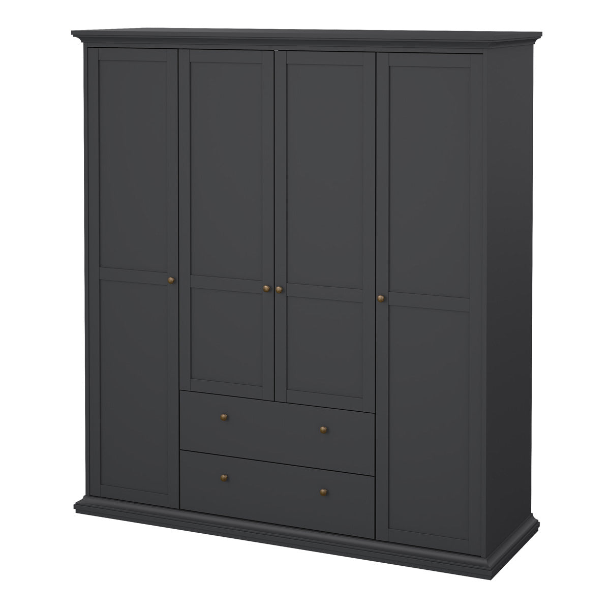 Wooden Wardrobe With 4 Doors And 2 Drawers - Paris