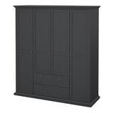Wooden Wardrobe With 4 Doors And 2 Drawers - Paris