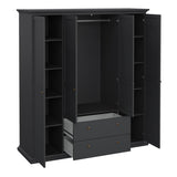 Wooden Wardrobe With 4 Doors And 2 Drawers - Paris