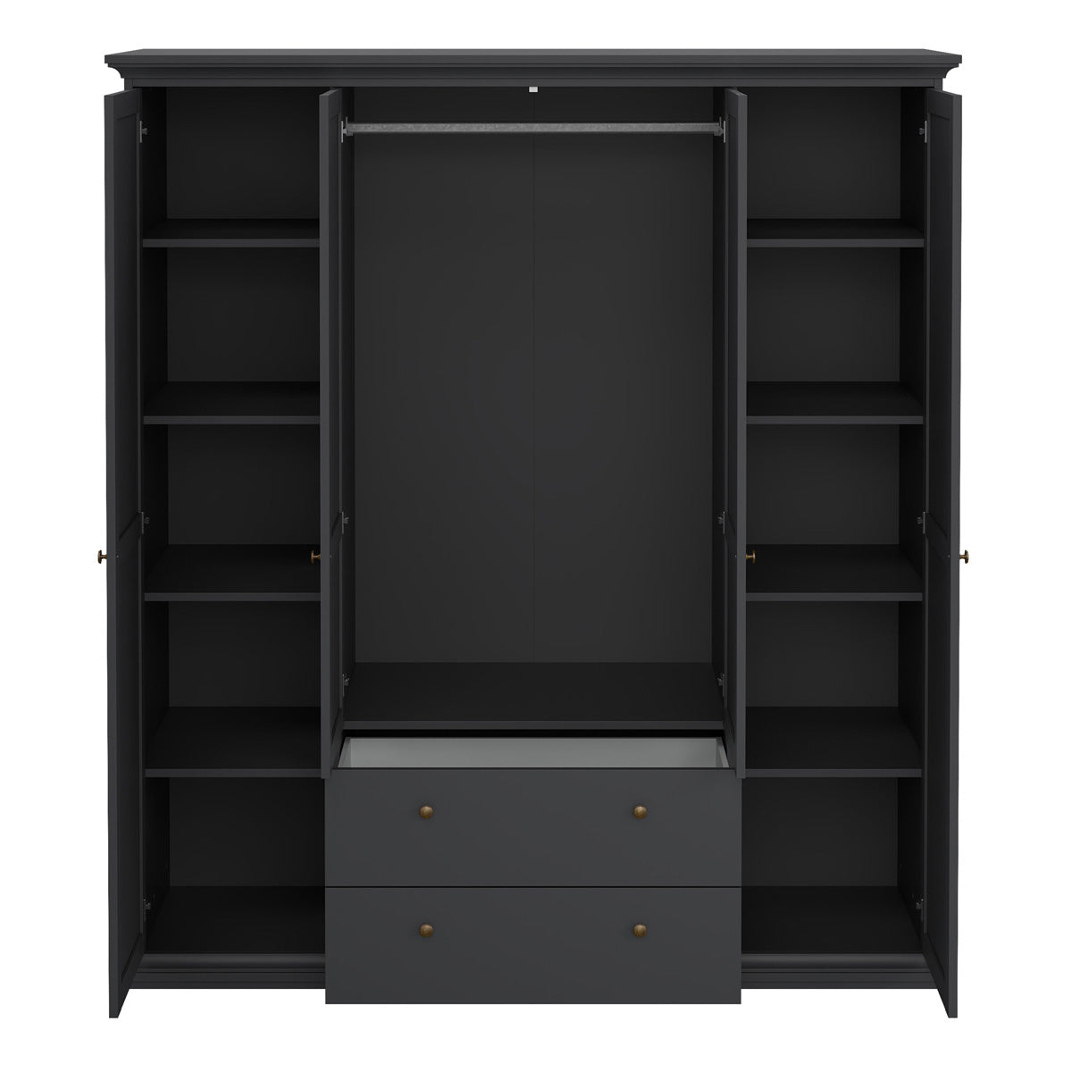 Wooden Wardrobe With 4 Doors And 2 Drawers - Paris