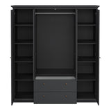 Wooden Wardrobe With 4 Doors And 2 Drawers - Paris