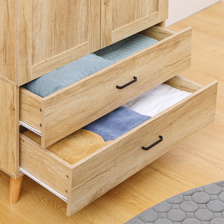 Wooden Wardrobe 80cm Wide With 2 Doors And 2 Drawers - Velmora