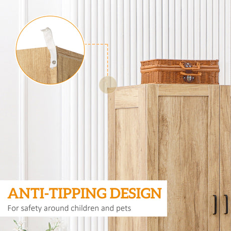 Wooden Wardrobe 80cm Wide With 2 Doors And 2 Drawers - Velmora