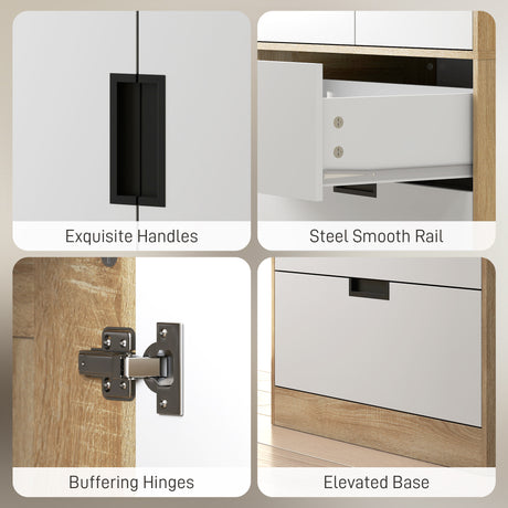 Wooden Wardrobe 80cm Wide With 2 Doors And 3 Drawers - Velmora
