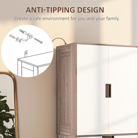 Wooden Wardrobe 80cm Wide With 2 Doors And 3 Drawers - Velmora