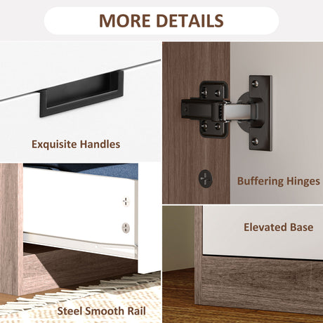 Wooden Wardrobe 80cm Wide With 2 Doors And 3 Drawers - Velmora