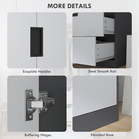 Wooden Wardrobe 80cm Wide With 2 Doors And 3 Drawers - Velmora