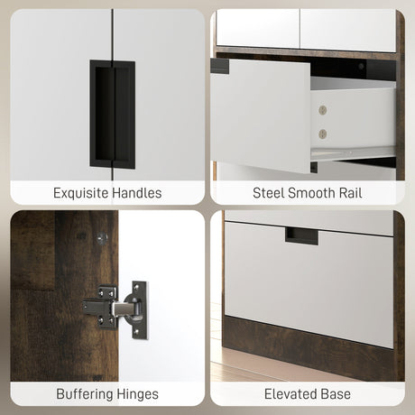 Wooden Wardrobe 80cm Wide With 2 Doors And 3 Drawers - Velmora