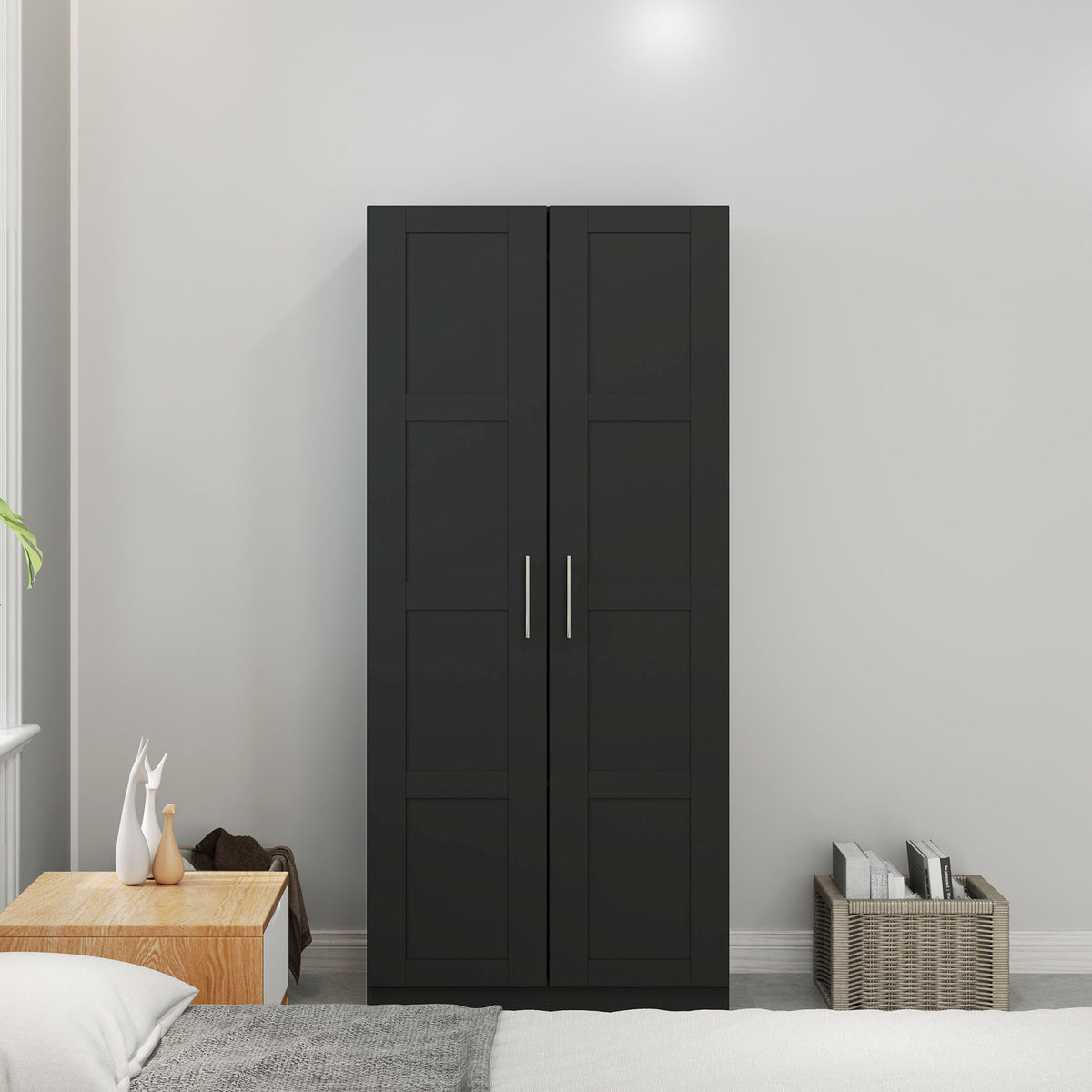 Wooden Wardrobe 80cm Wide With 2 Doors - Velmora