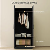 Wooden Wardrobe 80cm Wide With 2 Doors - Velmora