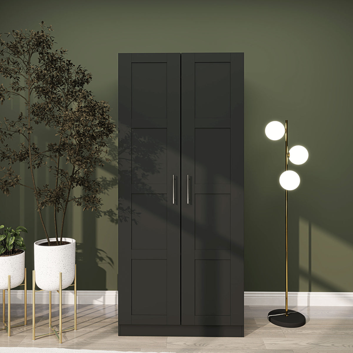 Wooden Wardrobe 80cm Wide With 2 Doors - Velmora