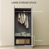 Wooden Wardrobe 80cm Wide With 2 Doors - Velmora