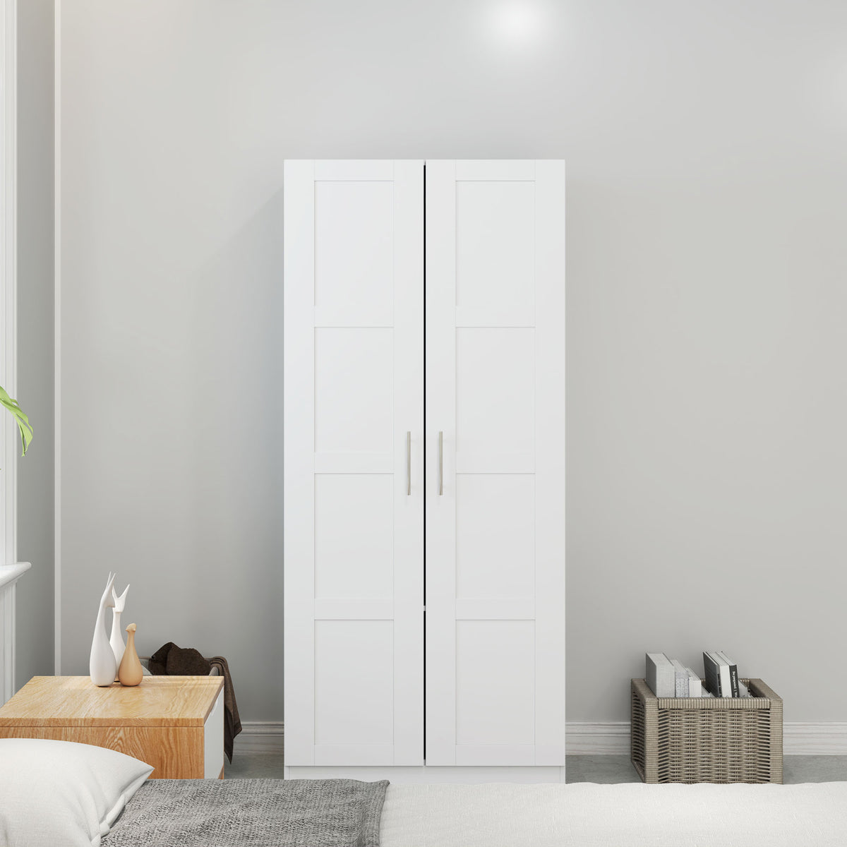 Wooden Wardrobe 80cm Wide With 2 Doors - Velmora