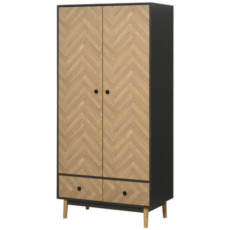 Wooden Wardrobe 90cm Wide With 2 Doors And 2 Drawers - Velmora