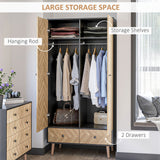 Wooden Wardrobe 90cm Wide With 2 Doors And 2 Drawers - Velmora