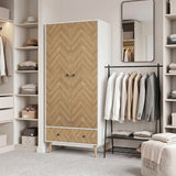 Wooden Wardrobe 90cm Wide With 2 Doors And 2 Drawers - Velmora