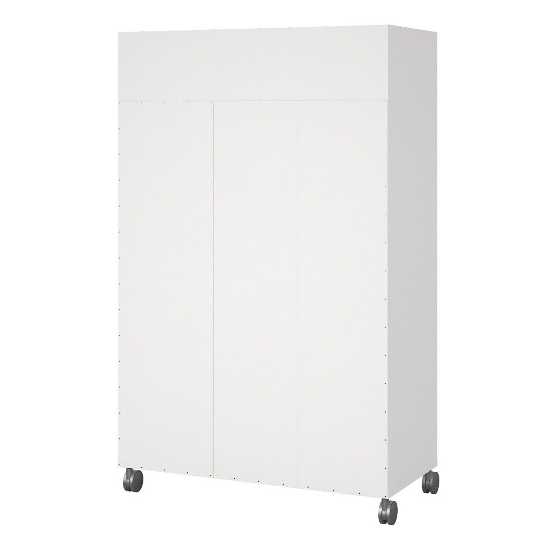 Wooden Wardrobe Open Mobile With Beige Textile Curtain On Wheels - Uppsala