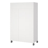 Wooden Wardrobe Open Mobile With Beige Textile Curtain On Wheels - Uppsala