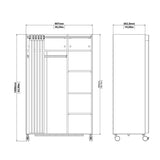 Wooden Wardrobe Open Mobile With Beige Textile Curtain On Wheels - Uppsala