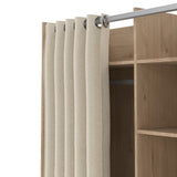 Wooden Wardrobe Open Mobile With Beige Textile Curtain On Wheels - Uppsala