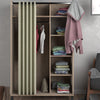 Wooden Wardrobe Open Mobile With Beige Textile Curtain On Wheels - Uppsala