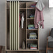 Wooden Wardrobe Open Mobile With Beige Textile Curtain On Wheels - Uppsala
