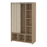 Wooden Wardrobe Open Mobile With Beige Textile Curtain - Uppsala