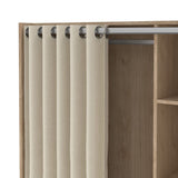 Wooden Wardrobe Open Mobile With Beige Textile Curtain - Uppsala