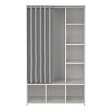 Wooden Wardrobe Open Mobile With Grey Textile Curtain - Uppsala
